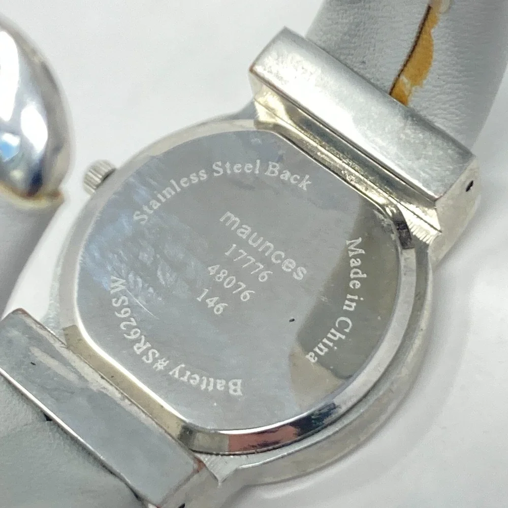 Maurices Women's Watch Chevron Dial 33mm Silver Tone Cuff New Battery SMALL 6